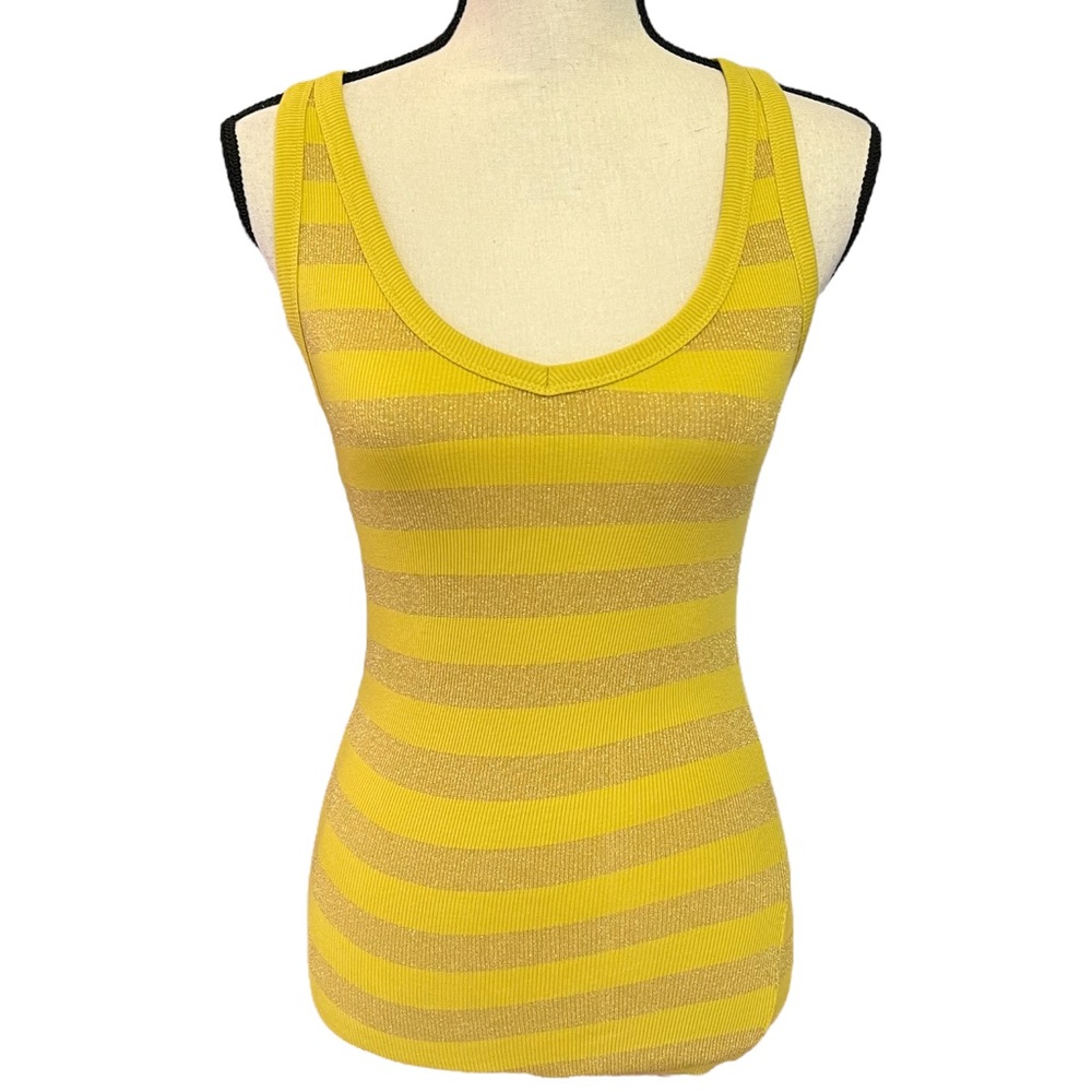 NWT Banana Republic Mustard & Sparkly Gold Stripe Tank Size: Small
